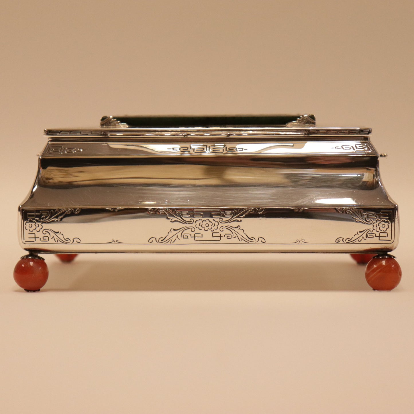 Edward Farmer Large Sterling Silver and Hardstone Table Box