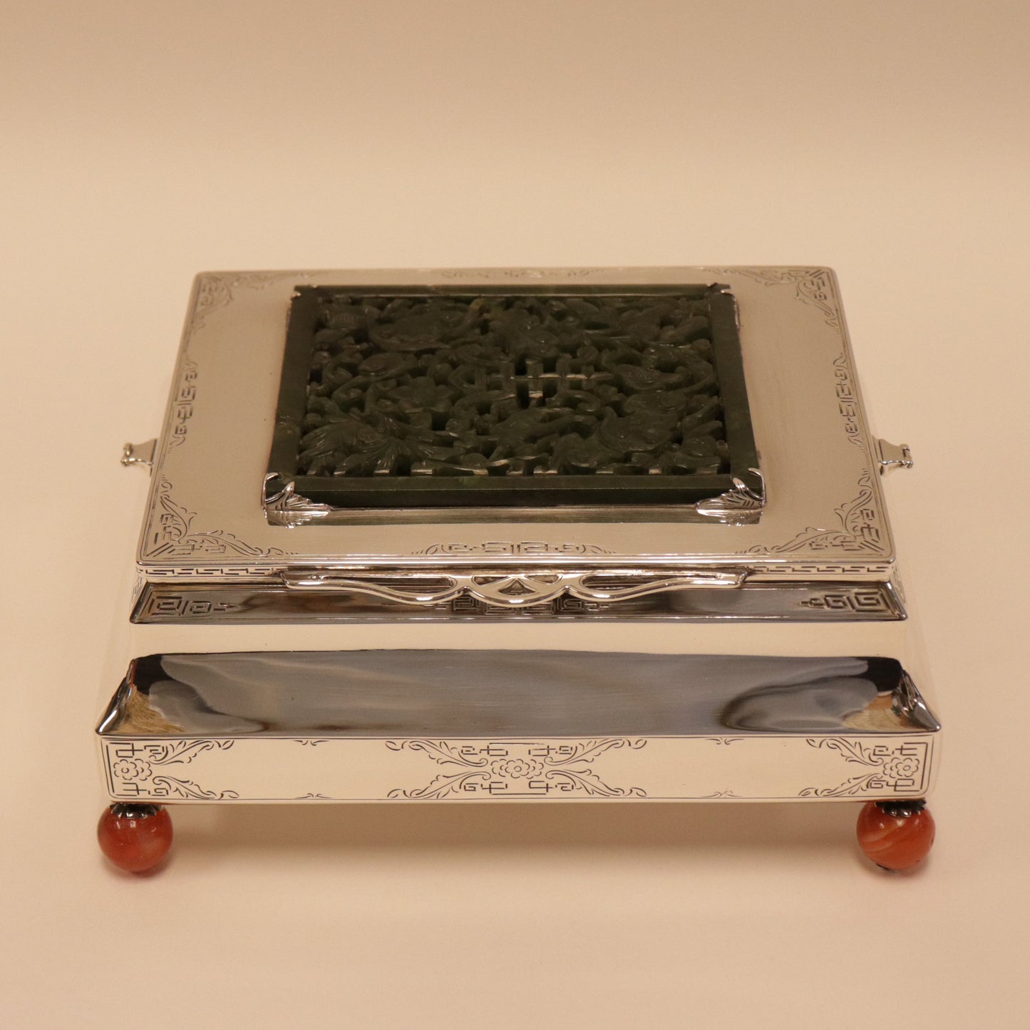 Edward Farmer Large Sterling Silver and Hardstone Table Box