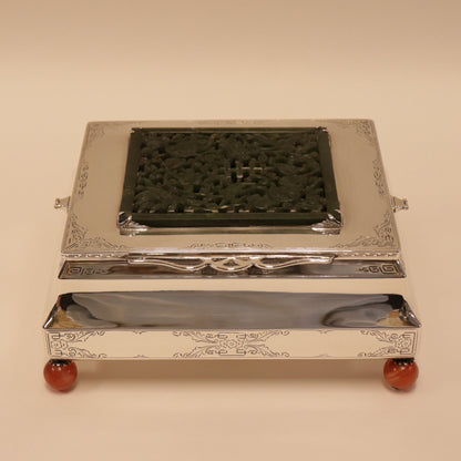 Edward Farmer Large Sterling Silver and Hardstone Table Box