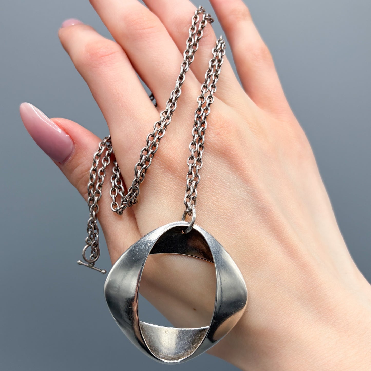 Estate Georg Jensen Sterling Silver Modernist Pendant Design No. 368 by Henning Koppel