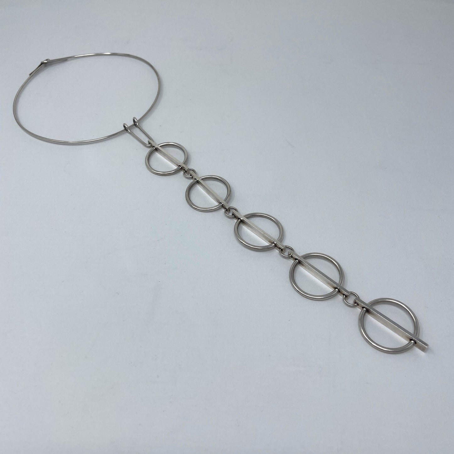 Estate Hans Hansen Sterling Silver Neckring with Five Rings