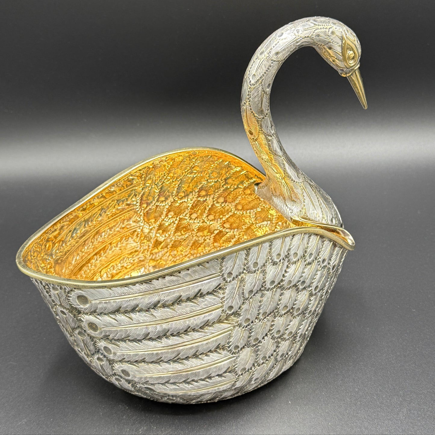Estate Sterling Silver Swan Pair Cachepot
