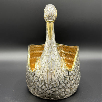 Estate Sterling Silver Swan Pair Cachepot