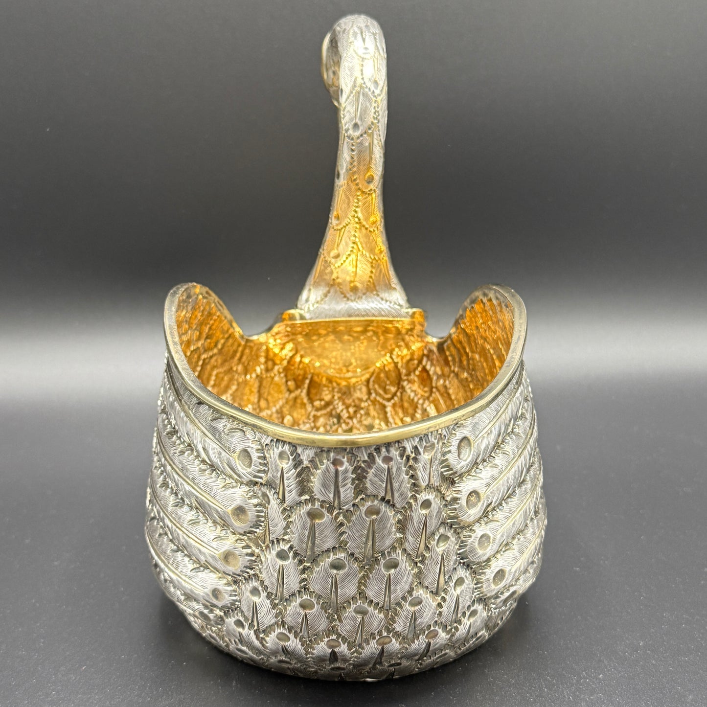 Estate Sterling Silver Swan Pair Cachepot