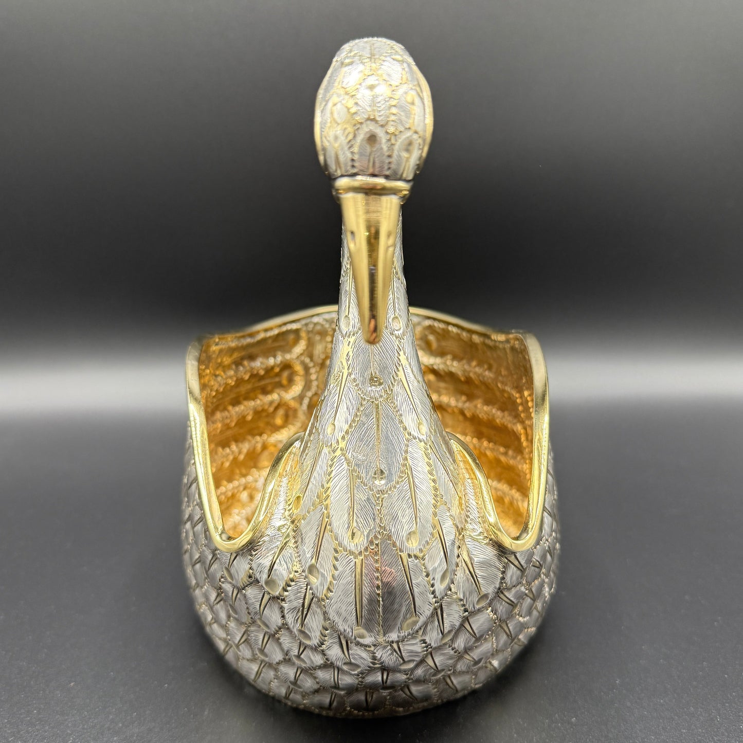 Estate Sterling Silver Swan Pair Cachepot