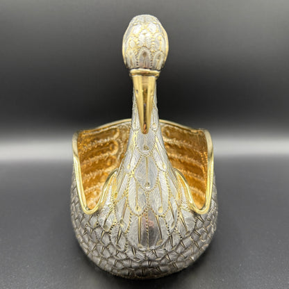 Estate Sterling Silver Swan Pair Cachepot