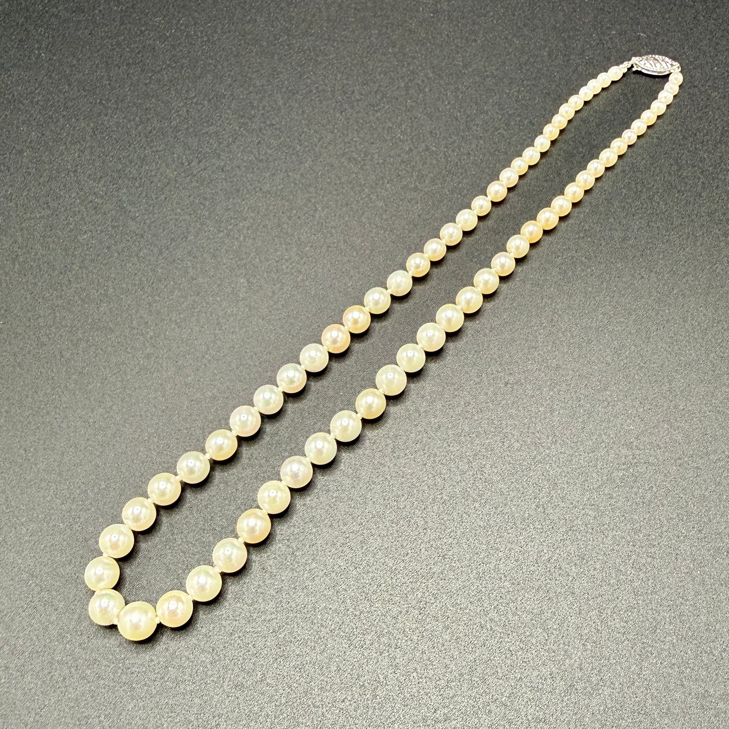 Estate Graduated Akoya Pearl Choker with 14KT White Gold Clasp
