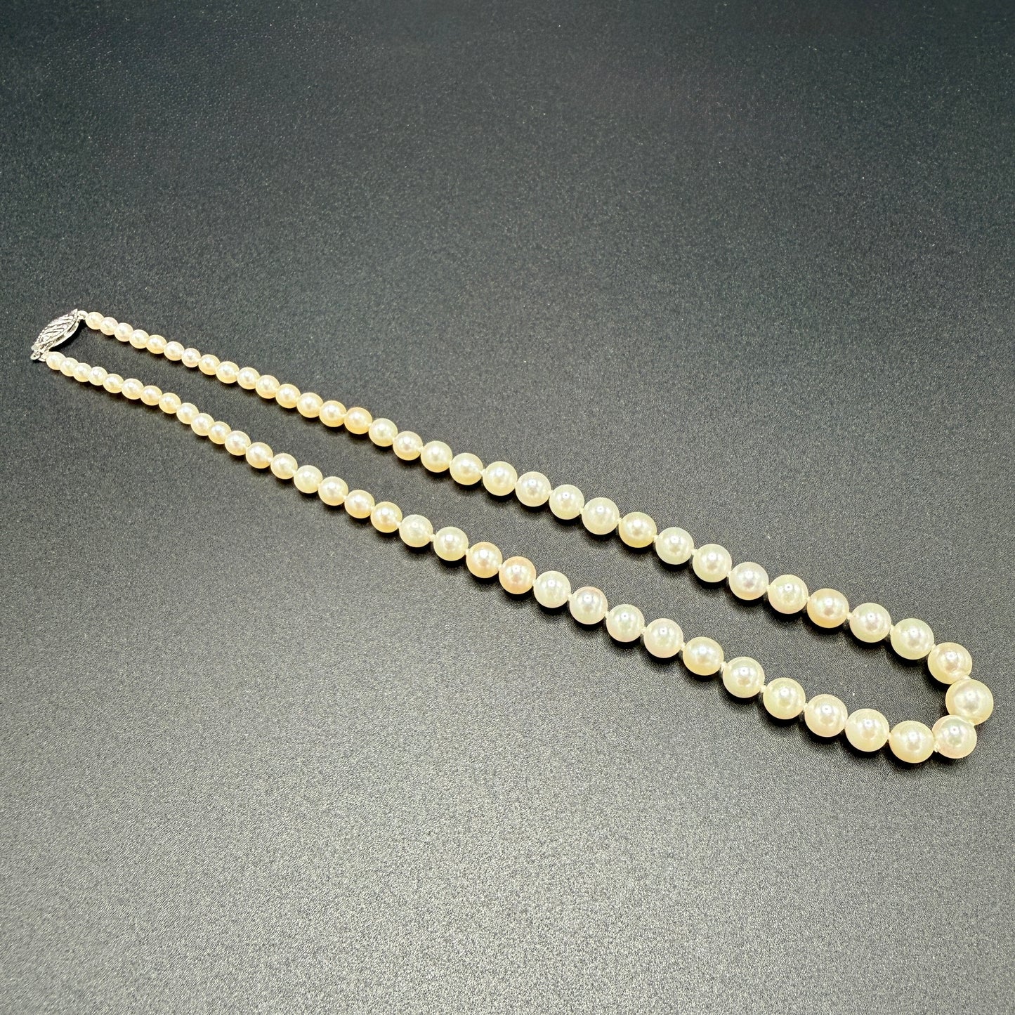 Estate Graduated Akoya Pearl Choker with 14KT White Gold Clasp