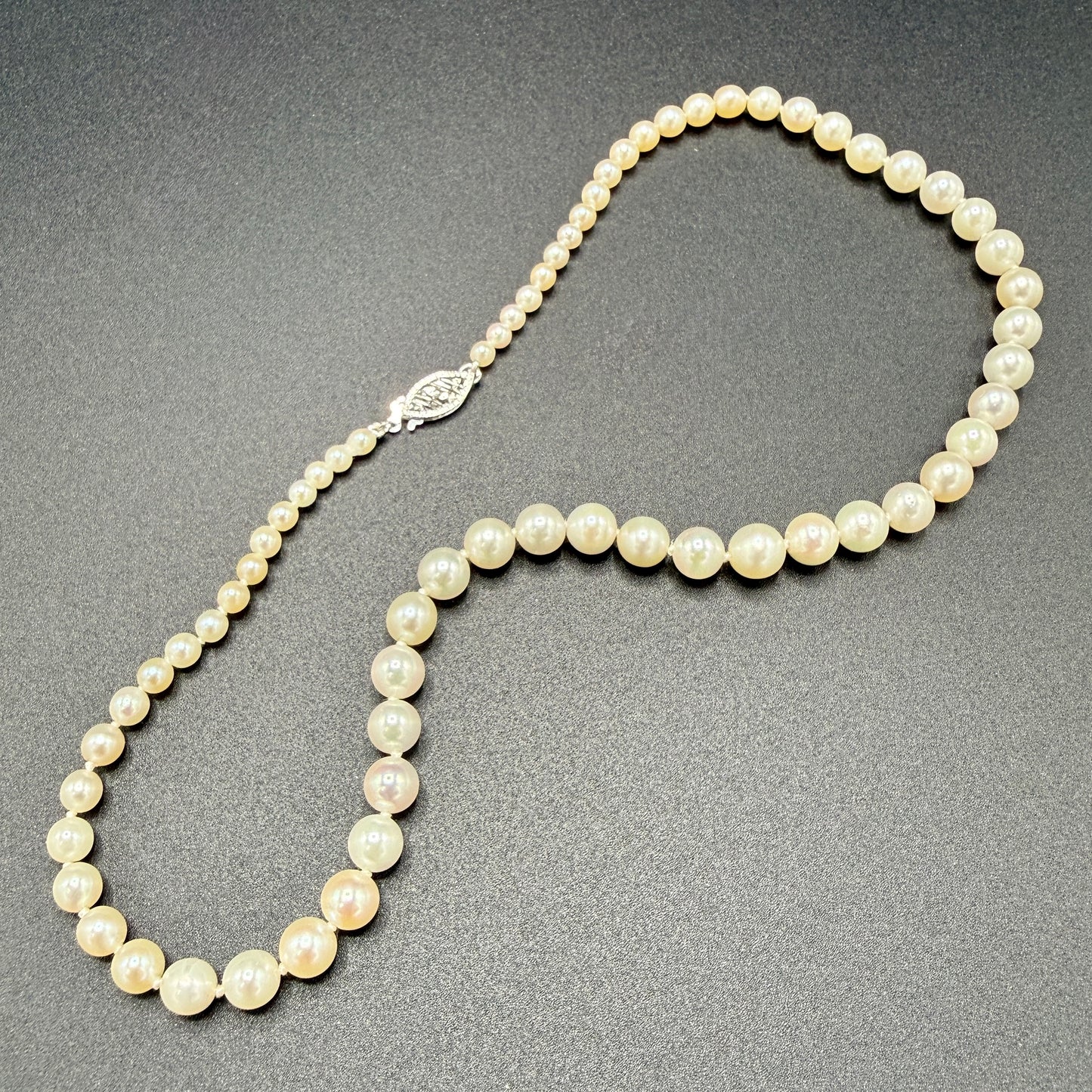 Estate Graduated Akoya Pearl Choker with 14KT White Gold Clasp