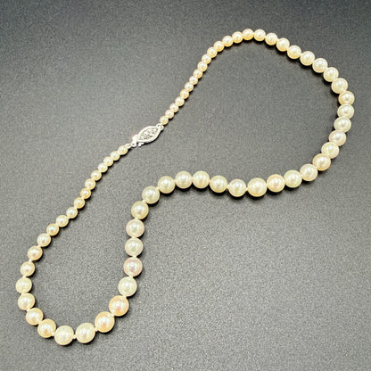 Estate Graduated Akoya Pearl Choker with 14KT White Gold Clasp