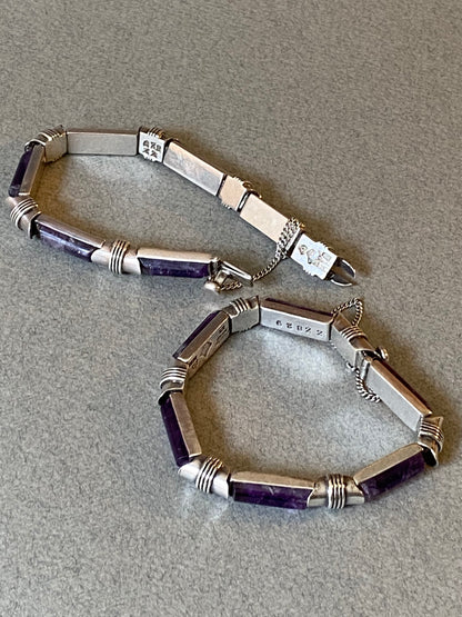 Antonio Pineda Sterling Silver and Amethyst Bracelet ( pair)