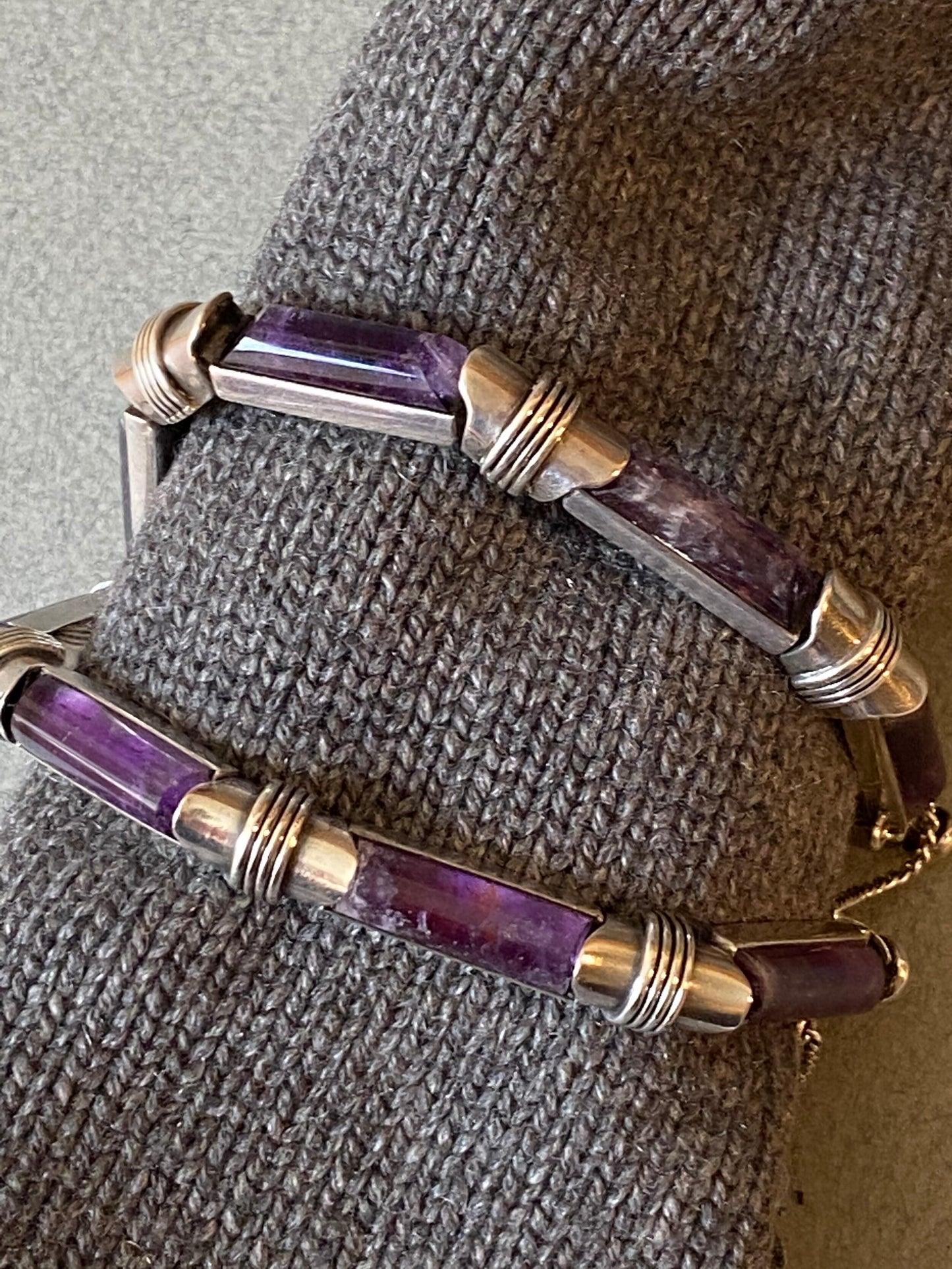 Antonio Pineda Sterling Silver and Amethyst Bracelet ( pair)