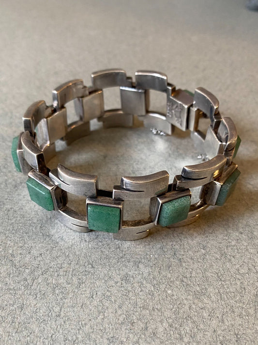 Antonio Pineda Sterling Silver and Aventurine Quartz Bracelet