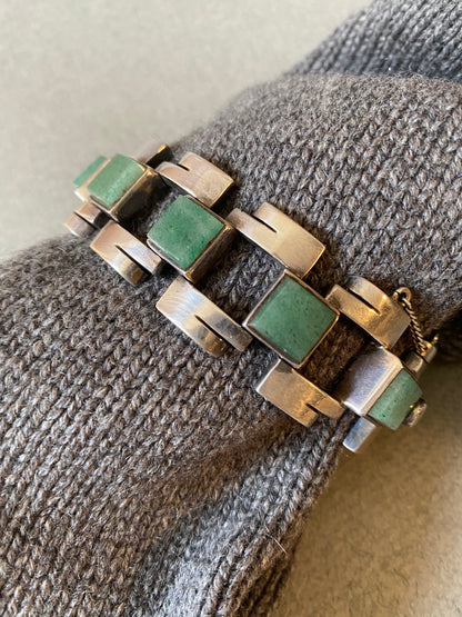 Antonio Pineda Sterling Silver and Aventurine Quartz Bracelet