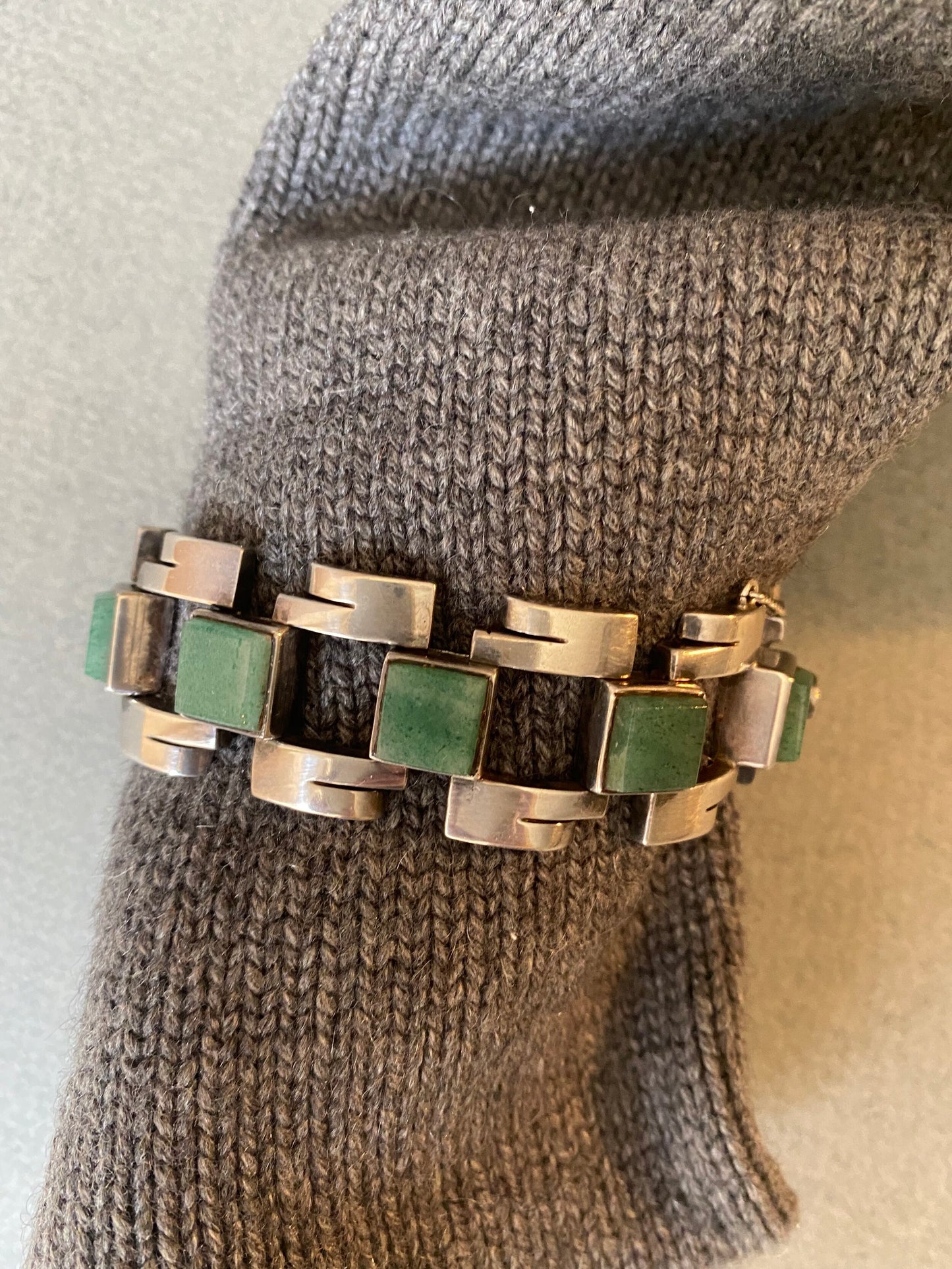 Antonio Pineda Sterling Silver and Aventurine Quartz Bracelet