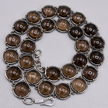 Bottega Venetta Sterling Silver Necklace with Smokey Quartz Cabochons