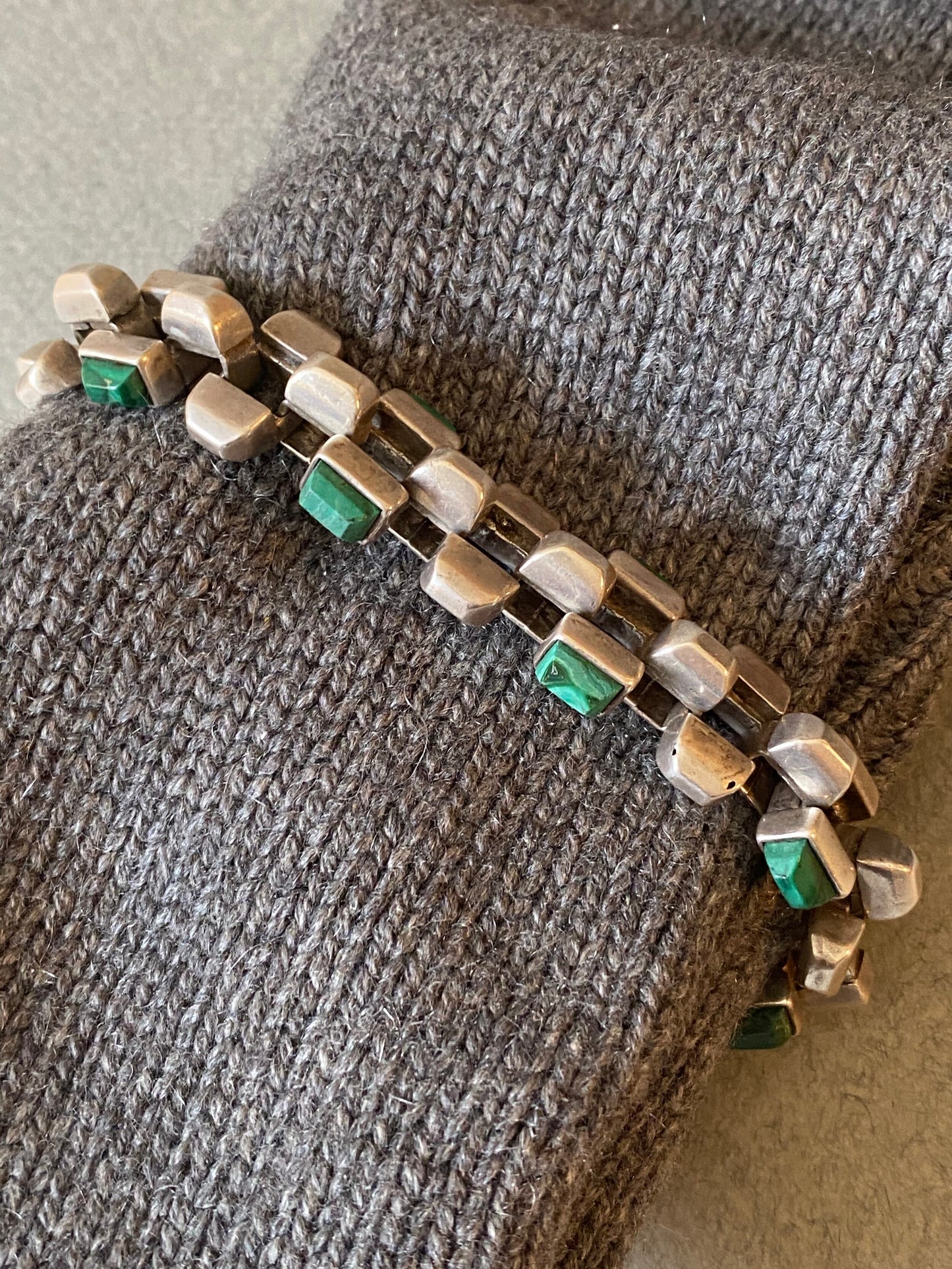 Antonio Pineda Sterling Silver and Malachite Bracelet