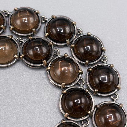 Bottega Venetta Sterling Silver Necklace with Smokey Quartz Cabochons