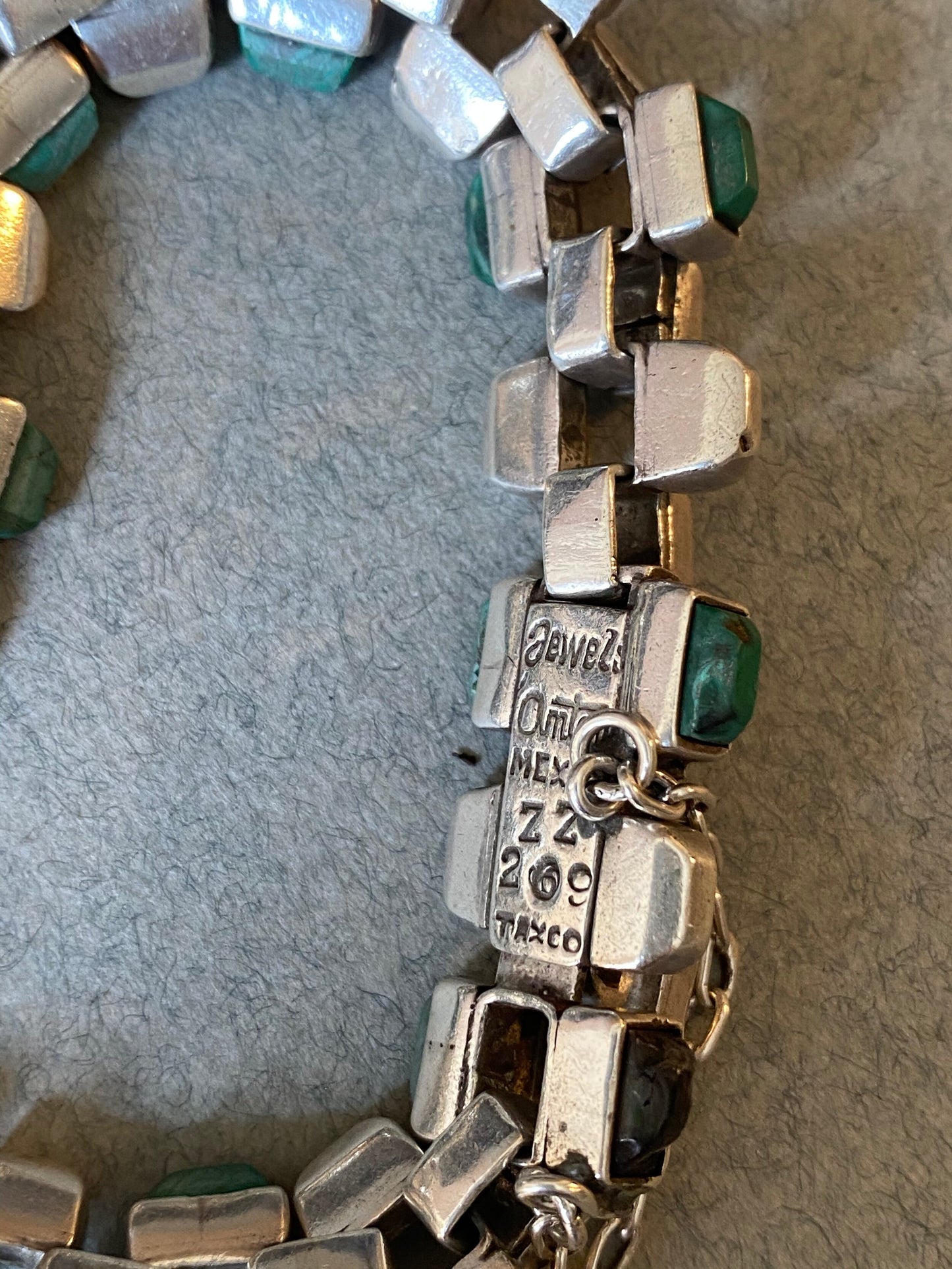 Antonio Pineda Sterling Silver and Malachite Bracelet