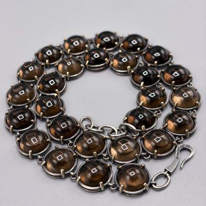 Bottega Venetta Sterling Silver Necklace with Smokey Quartz Cabochons