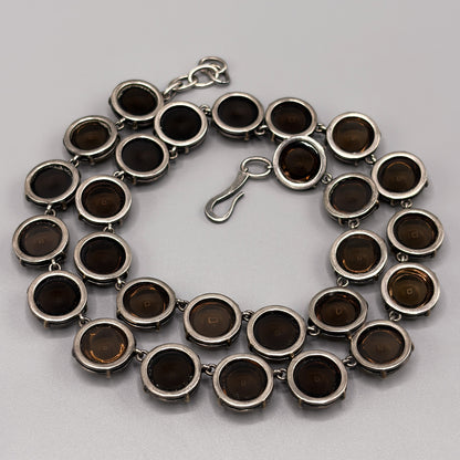 Bottega Venetta Sterling Silver Necklace with Smokey Quartz Cabochons