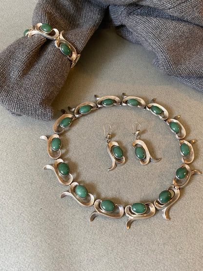 Antonio Pineda Sterling Silver and Aventurine Quartz Earrings