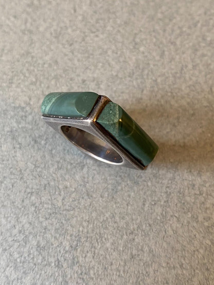 Antonio Pineda Sterling Silver and Green Hardstone Ring