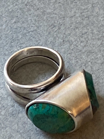 Estate Antonio Pineda Sterling Silver and Azurmalachite Ring