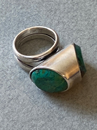 Estate Antonio Pineda Sterling Silver and Azurmalachite Ring