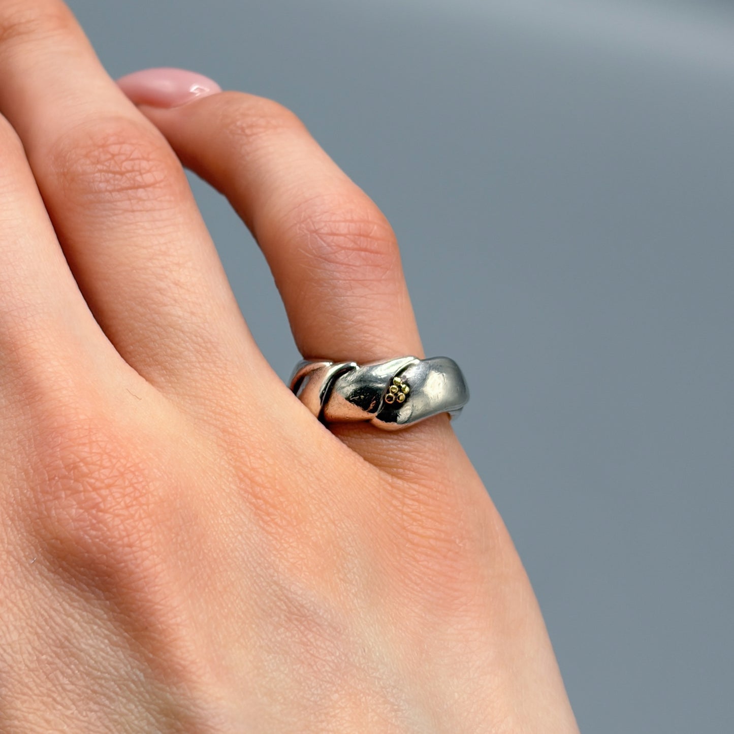 Georg Jensen Sterling Silver and 18K Ring by Ole Kortzeau No.240B