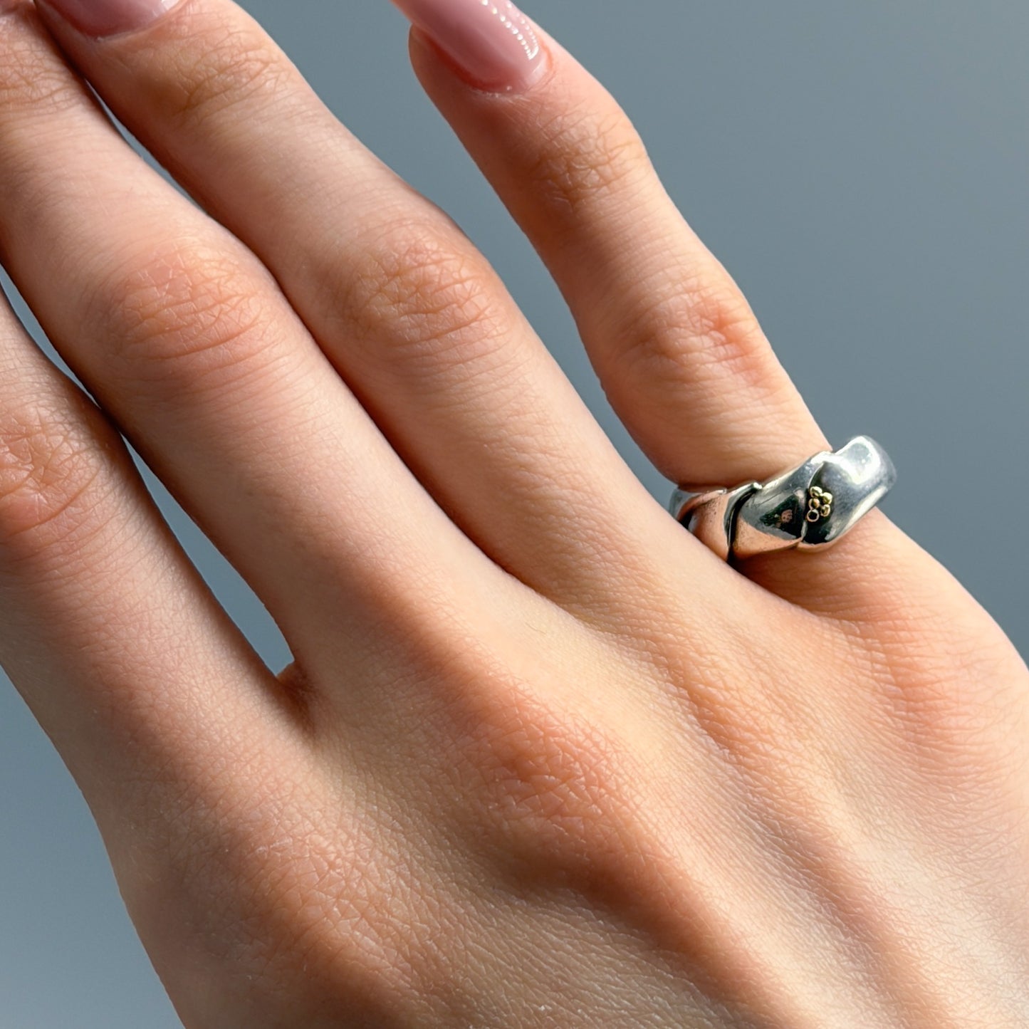 Georg Jensen Sterling Silver and 18K Ring by Ole Kortzeau No.240B