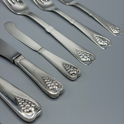 Estate Sterling Silver Flatware Set with Grapes No. 19 By Georg Jensen  129 Pieces