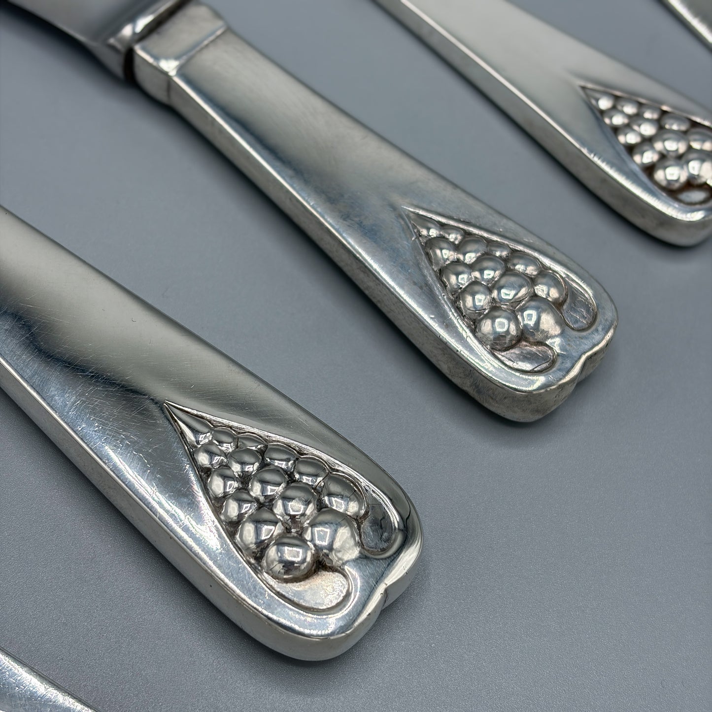 Estate Sterling Silver Flatware Set with Grapes No. 19 By Georg Jensen  129 Pieces