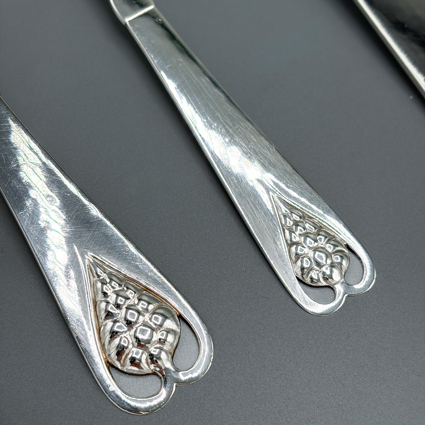 Estate Sterling Silver Flatware Set with Grapes No. 19 By Georg Jensen  129 Pieces
