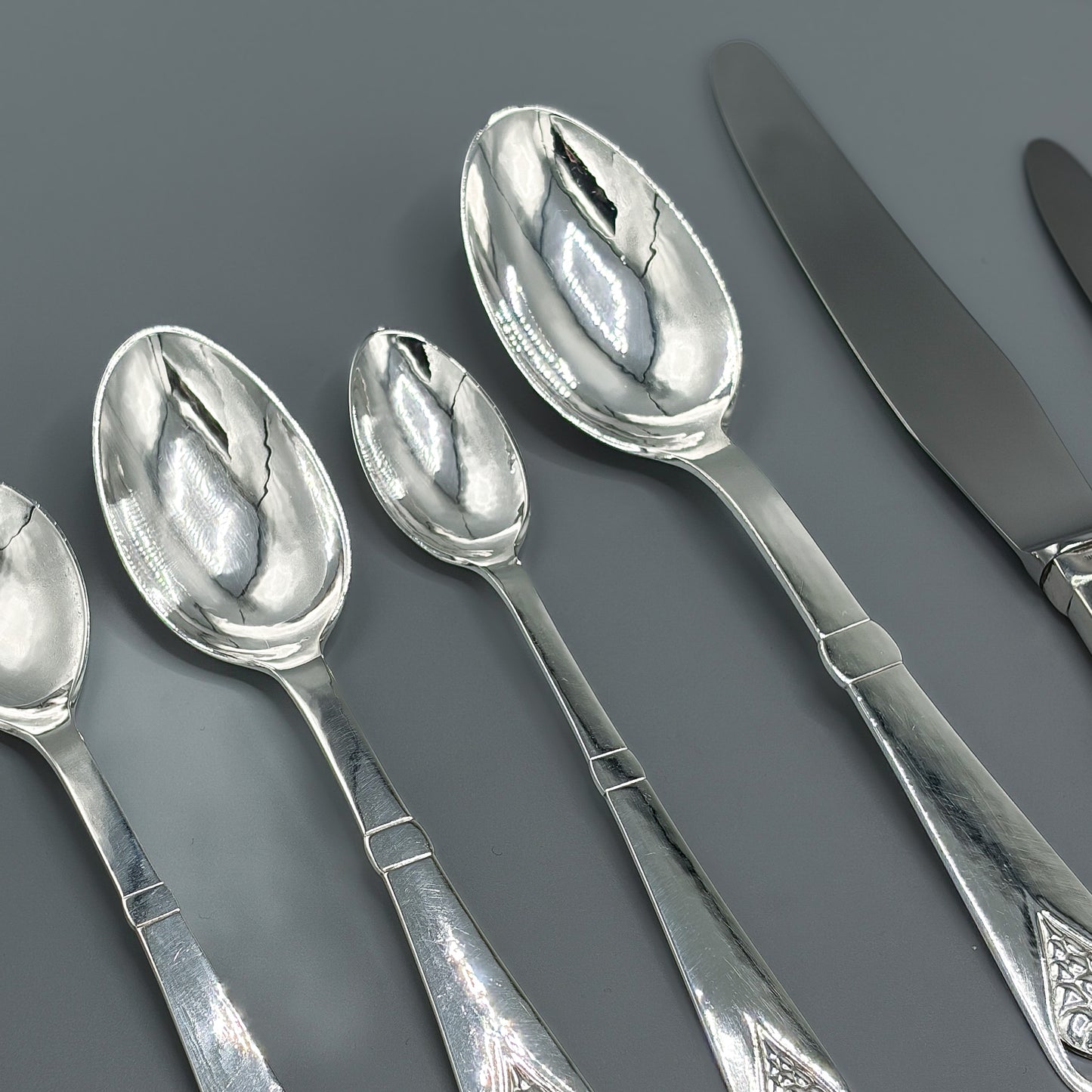 Estate Sterling Silver Flatware Set with Grapes No. 19 By Georg Jensen  129 Pieces