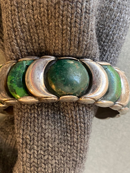 Estate William Spratling Sterling Silver and Malachite Cuff Bracelet