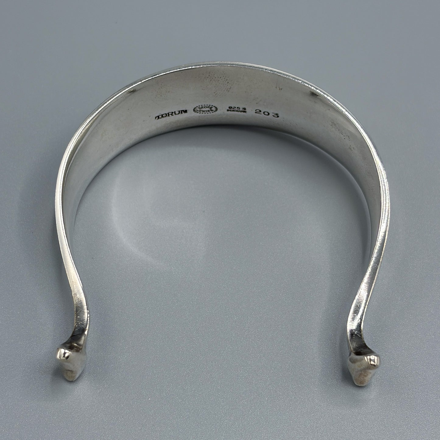 Vintage Georg Jensen Sterling Silver Smokey Rutilated Quartz Bangle No 203 by Vivianna Torun