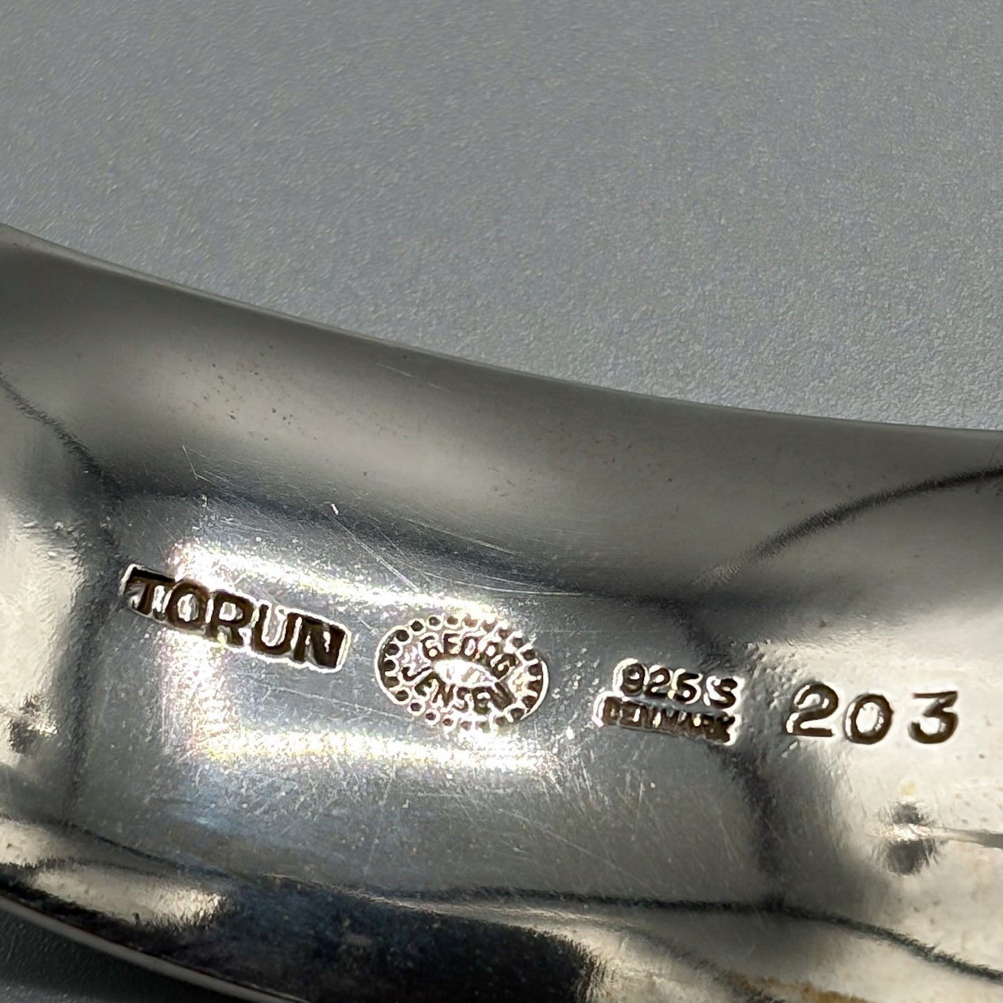 Vintage Georg Jensen Sterling Silver Smokey Rutilated Quartz Bangle No 203 by Vivianna Torun