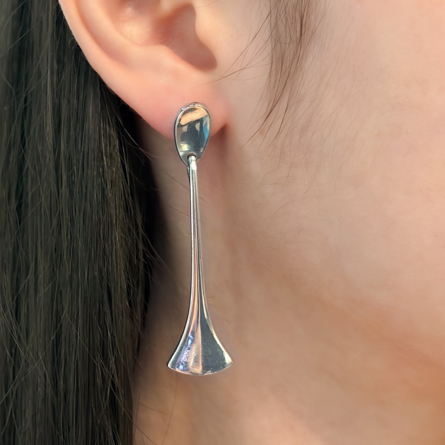 Estate Hans Hansen Sterling Silver Drop Earrings by Karl Gustav Hansen