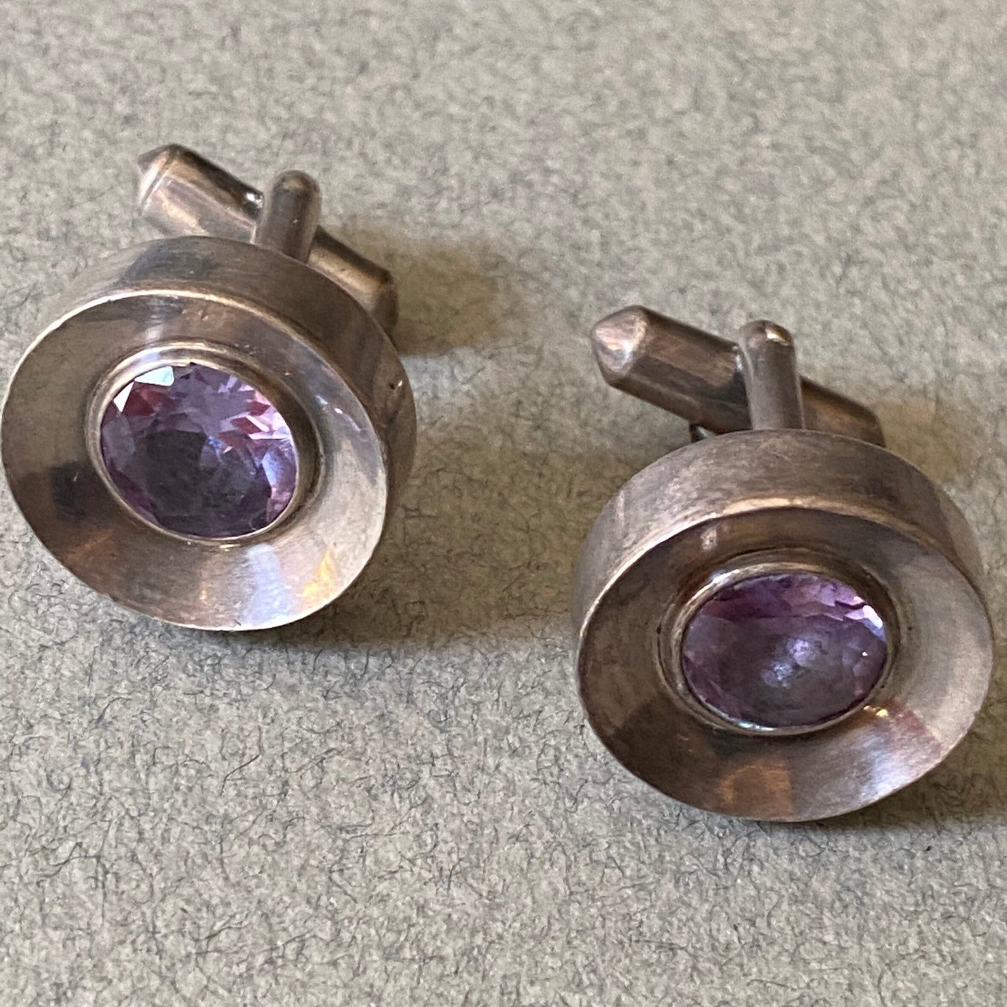 Antonio Pineda Sterling Silver and Synthetic Sapphire Cufflinks