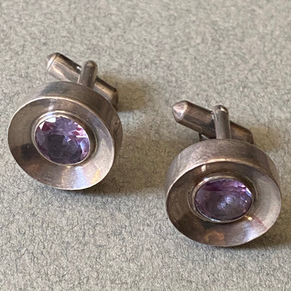 Antonio Pineda Sterling Silver and Synthetic Sapphire Cufflinks