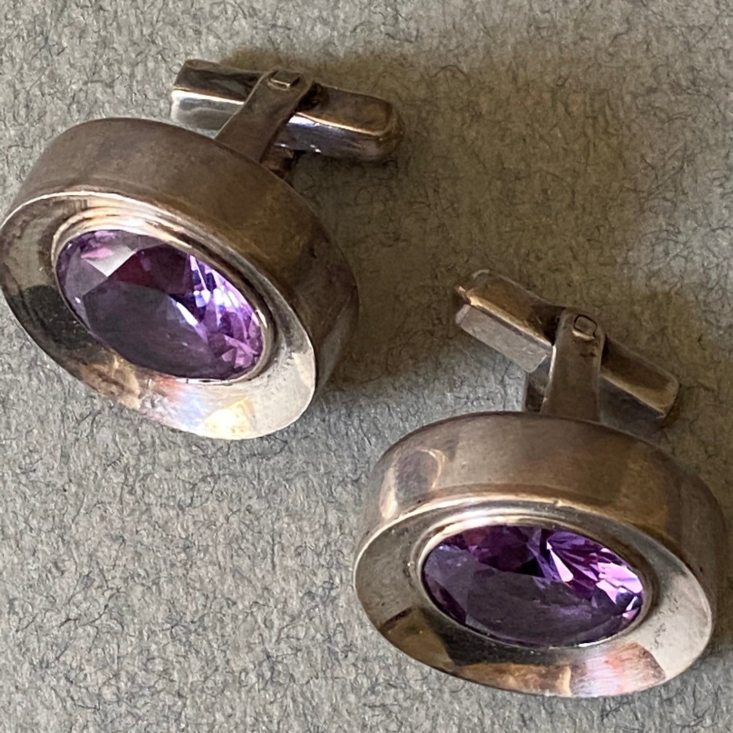 Antonio Pineda Sterling Silver and Synthetic Sapphire Cufflinks