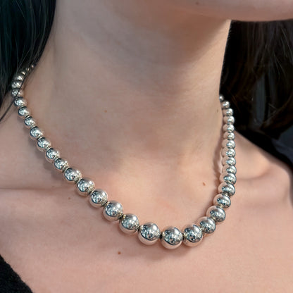 Estate Tiffany & Co. Sterling Silver Graduated Beaded Necklace