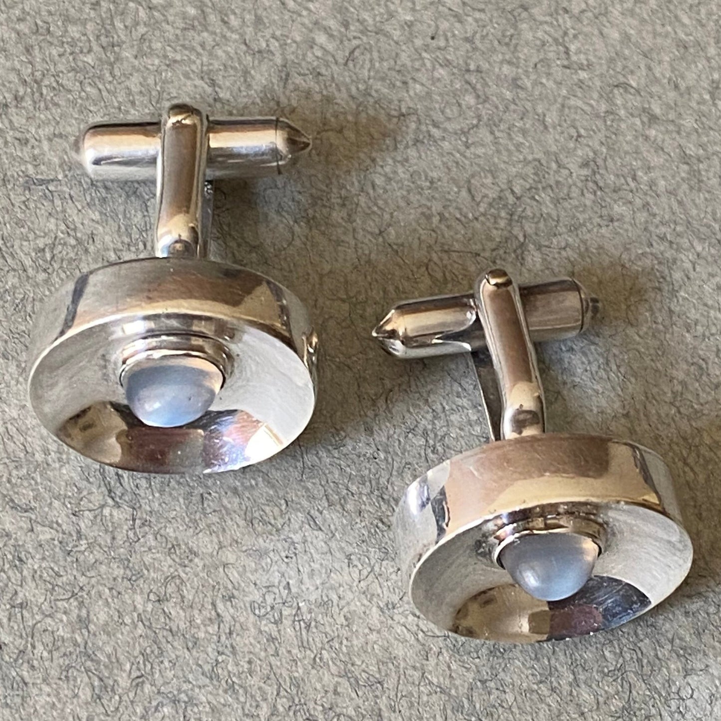 Antonio Pineda Sterling Silver and Moonstone Cufflinks