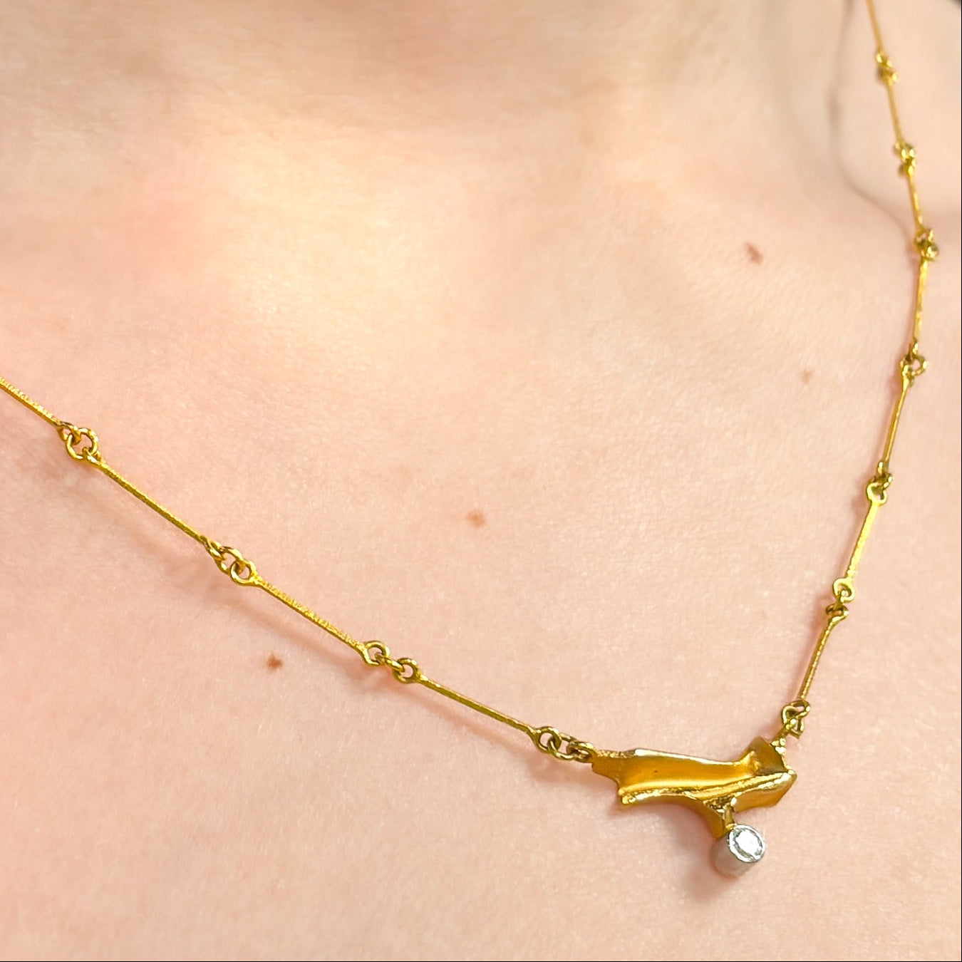 Estate 18K, Diamond Handmade Necklace by Lapponia , Designed by Björn Weckström