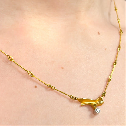 Estate 18K, Diamond Handmade Necklace by Lapponia , Designed by Björn Weckström