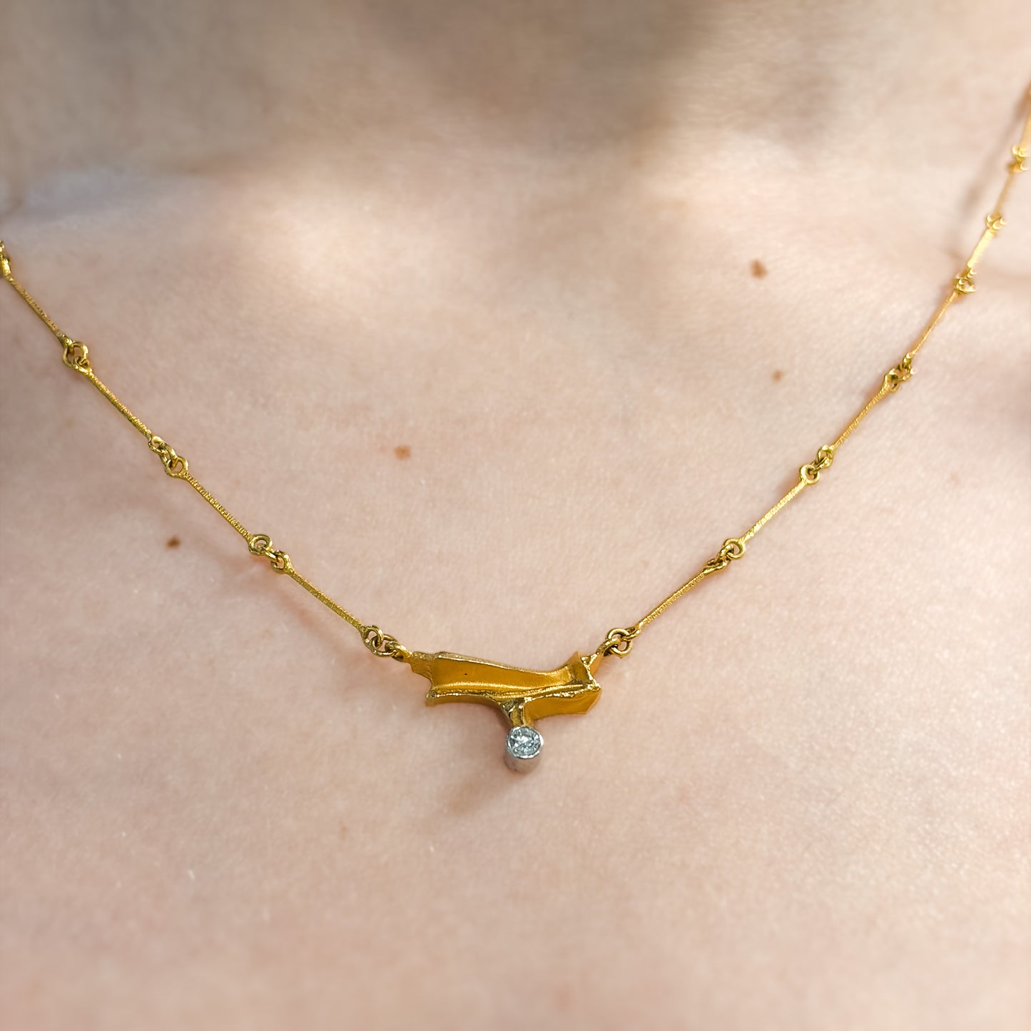 Estate 18K, Diamond Handmade Necklace by Lapponia , Designed by Björn Weckström