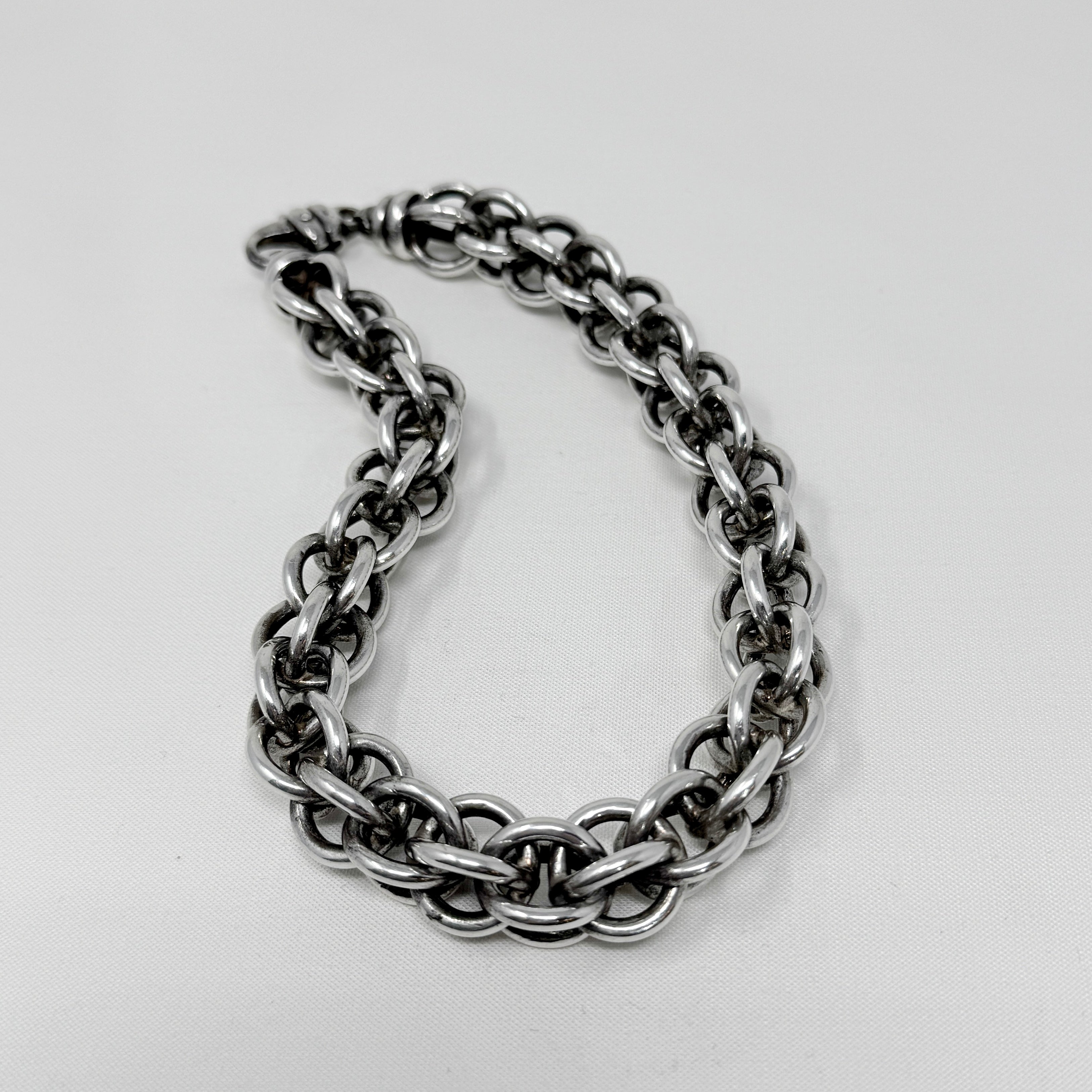 Italian Sterling Silver Large Open Oversized Link Chain Necklace