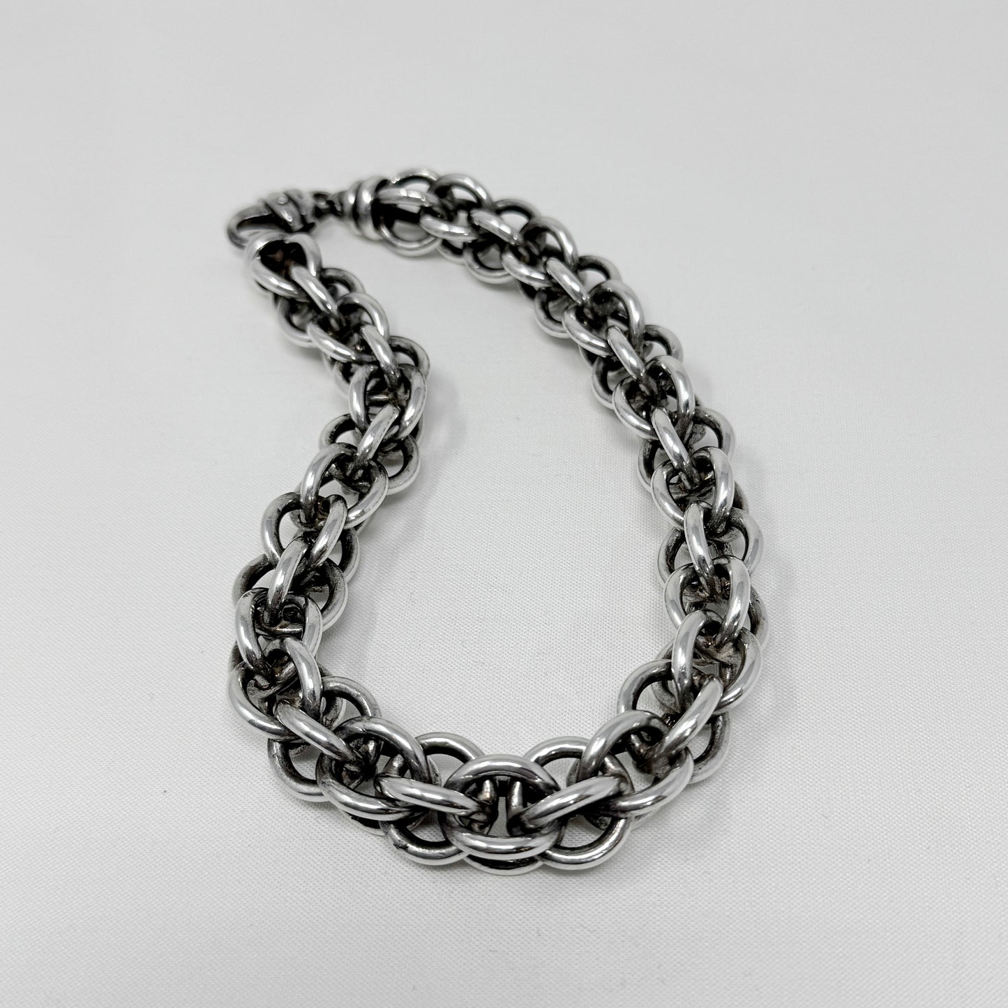 Italian Sterling Silver Large Open Oversized Link Chain Necklace