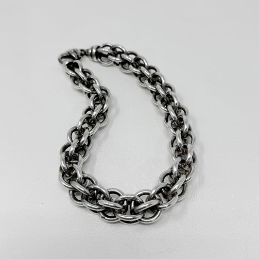 Italian Sterling Silver Large Open Oversized Link Chain Necklace